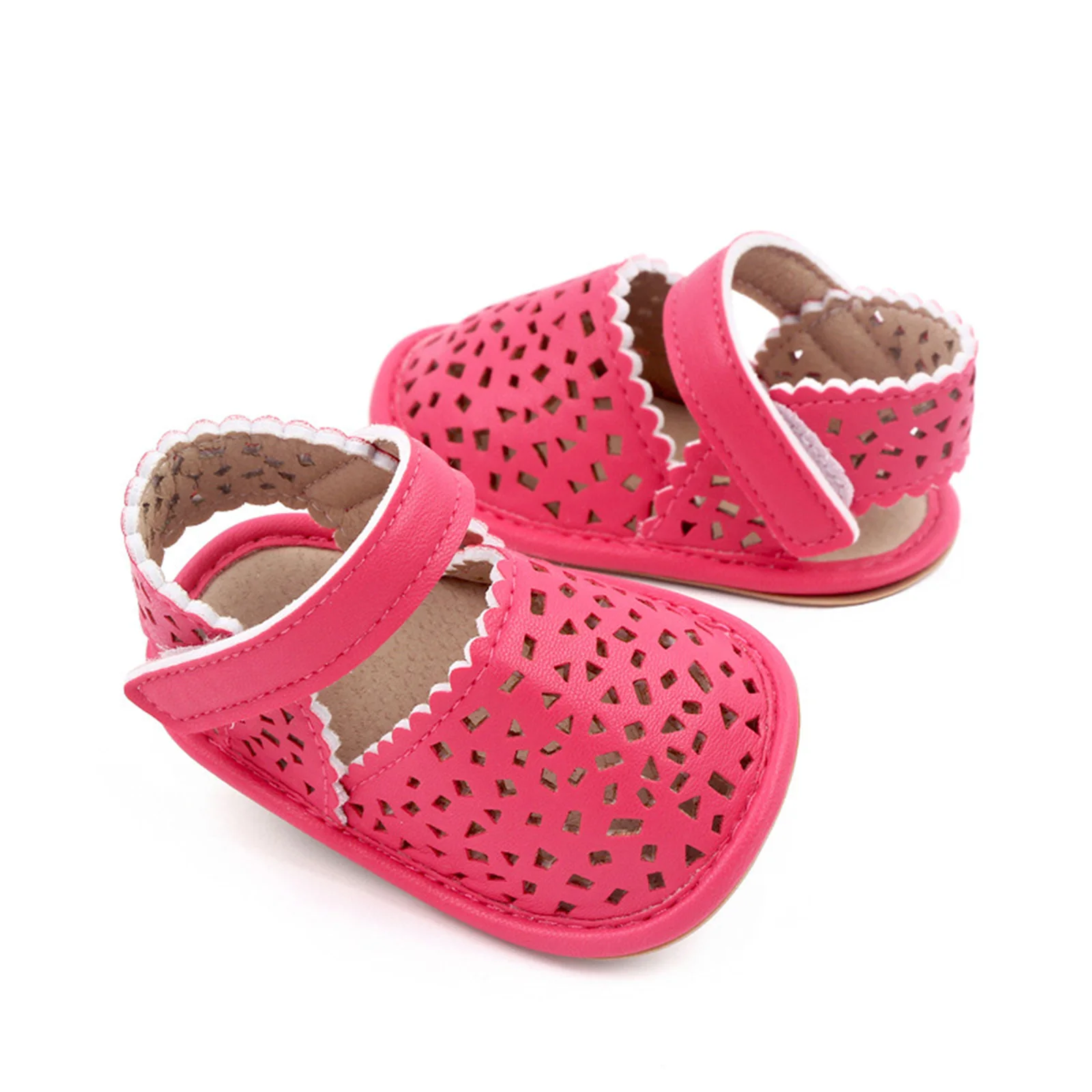 FOCUSNORM 0-18M Infant Baby Girls Boys PU Leather Sandals Shoes Non-Slip Hollow Out First Walking Soft Sole Shoes