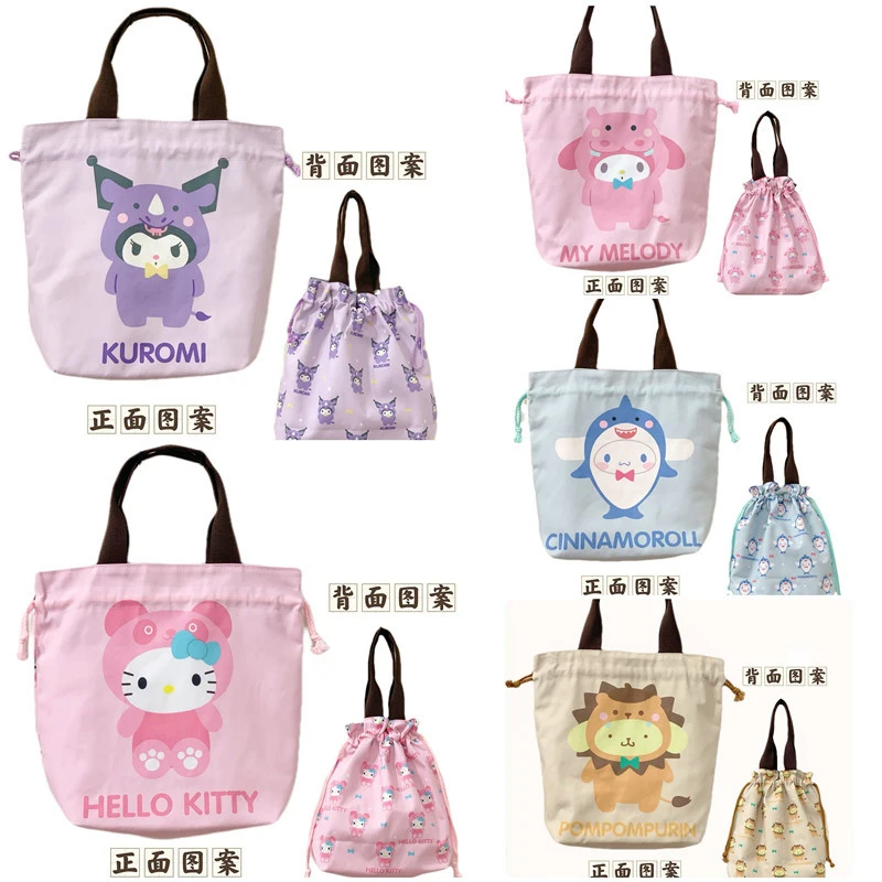 

Hello Kitty Kuromi Anime Kawaii Sanrio Lunch Bag My Melody Cinnamoroll Cute Bento Handbag Shopping Bag Gifts for Girls