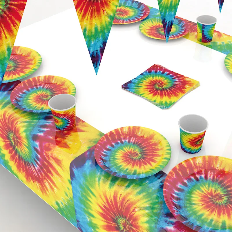 Tie Dye Birthday Party Supplies 60's Hippie Theme Rainbow Birthday  Disposable Tableware Set Paper Plate Cups Napkins Kids Favor - AliExpress