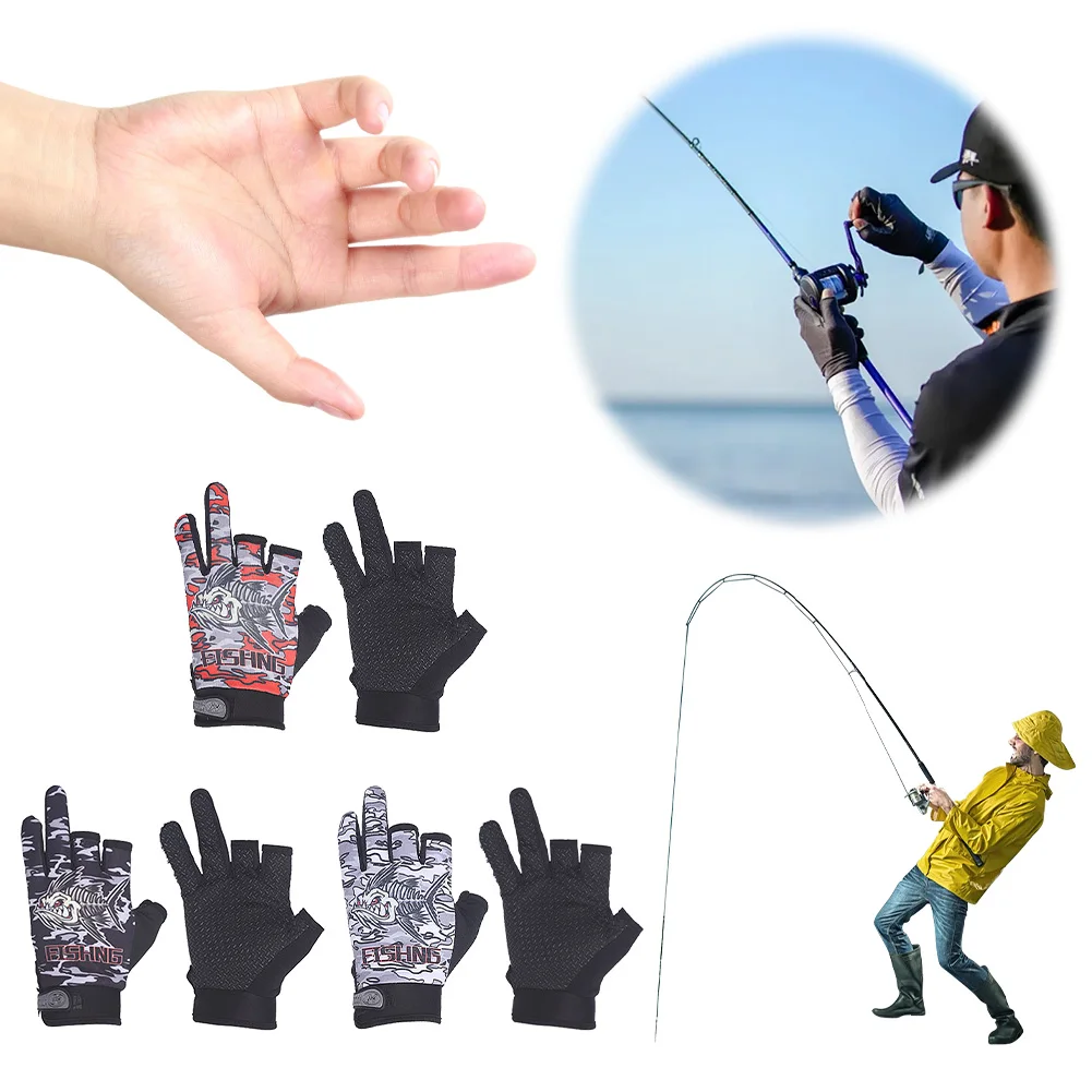 Fishing Gloves 3 Fingers Cut Gloves Sun Protection Gloves Outdoor Sunblock Gloves for Cycling Photography