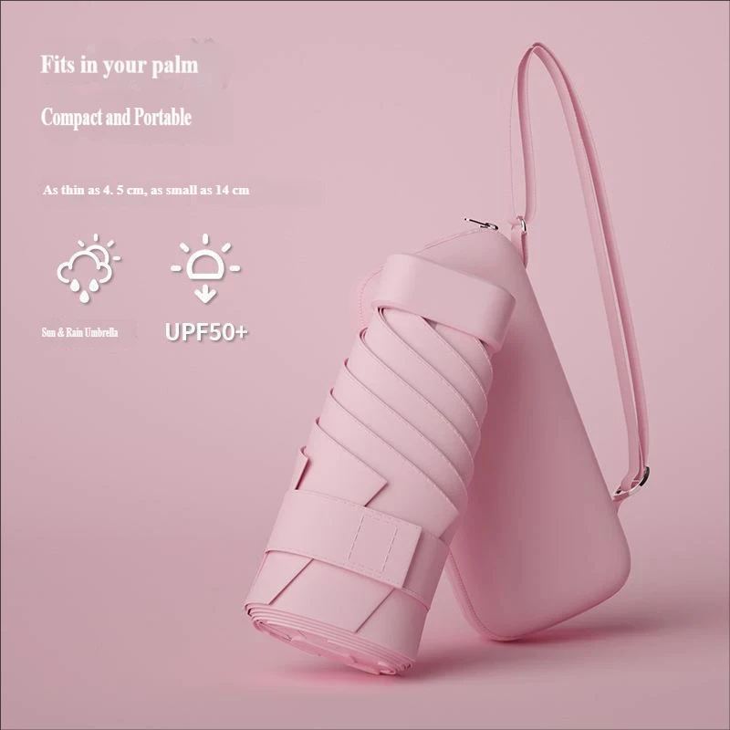 Ultra-Light Five-Fold Sun & Rain Dual-Use Umbrella with UV Protection and Black Glue Sunshade