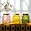 Wood Cover Carved Embossed Begonia Flower Glass Sealed Jar Bamboo Cover Retro Kitchen Storage Jar Household Seasoning Storage 1