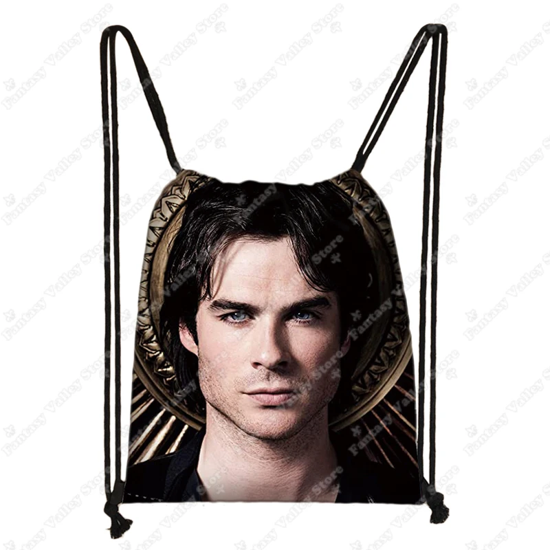 Die Vampir Tagebücher Kordel zug Team Salvatore Umhängetaschen für Reise Damon Stefan Rucksack Schuhe Halter Outdoor Strand tasche – Detail 4