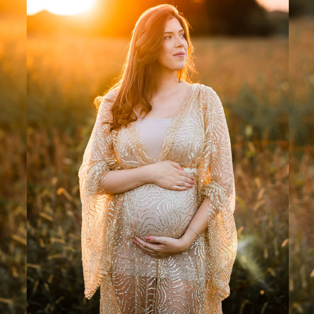 maternity-photography-gown-luxury-gold-shining-powder-mesh-long-sleeved-v-neck-dress-pregnant-women-photo-shoot-prop