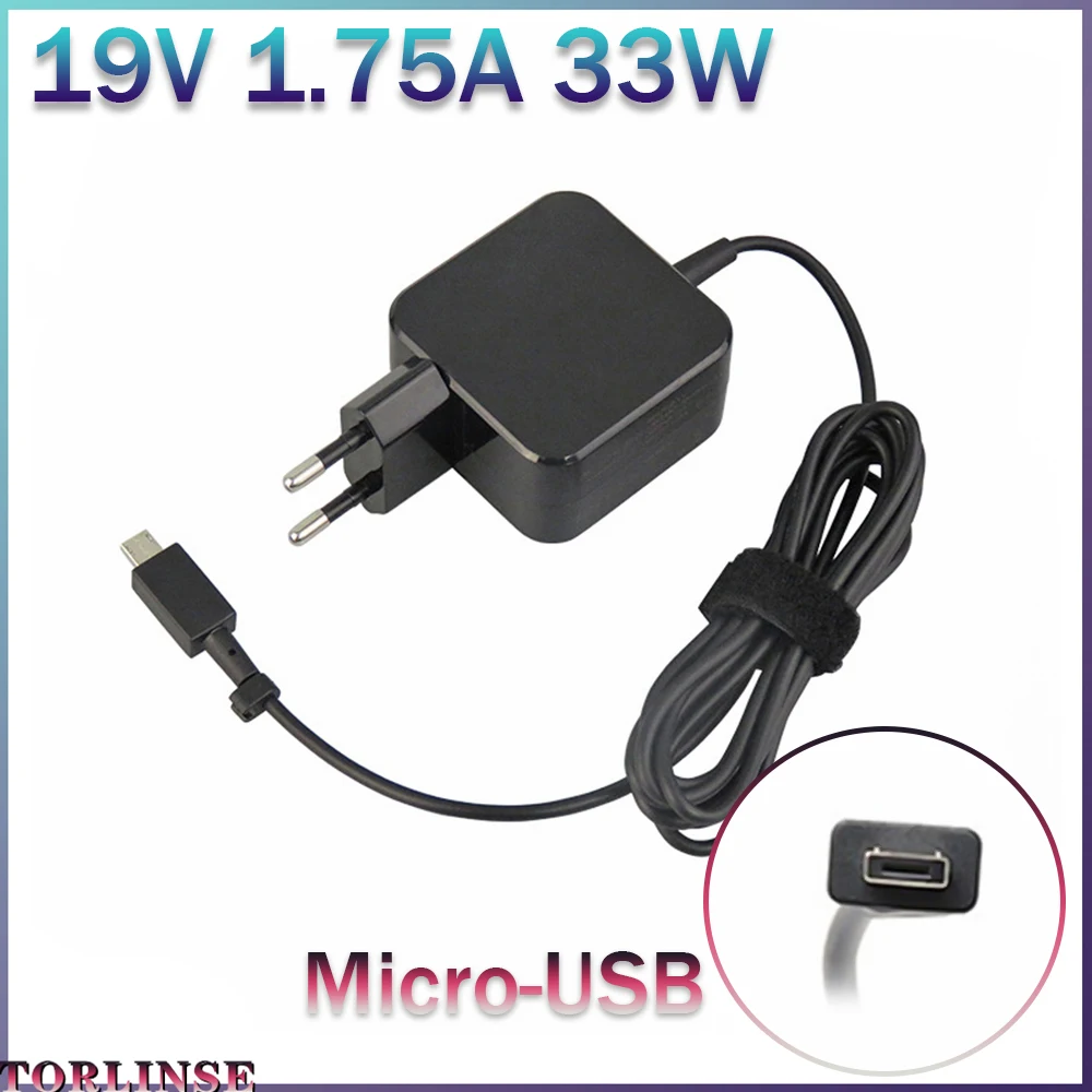 19V 1.75A 33W Adattatore Per Laptop Micro-Usb Ac Caricabatterie Per Asus Eeebook X205 X205T X205Ta E202 E202Sa E205Sa Exa1206Uh Netbook