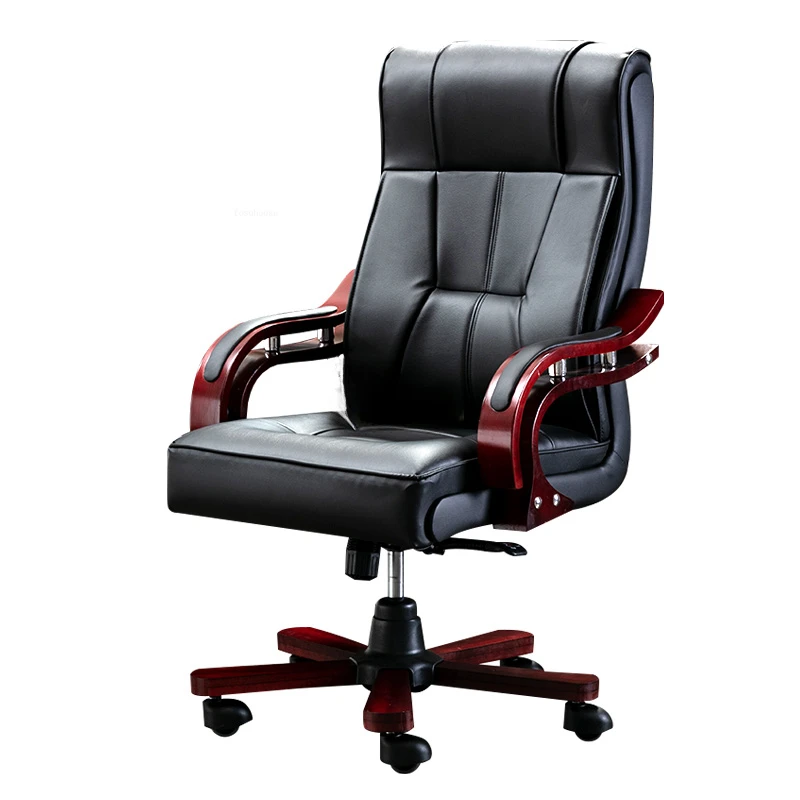 

Modern Leather Office Chairs European Style Computer Chair Office Furniture Simple Backrest Armchair Study Bedroom Swivel Chair