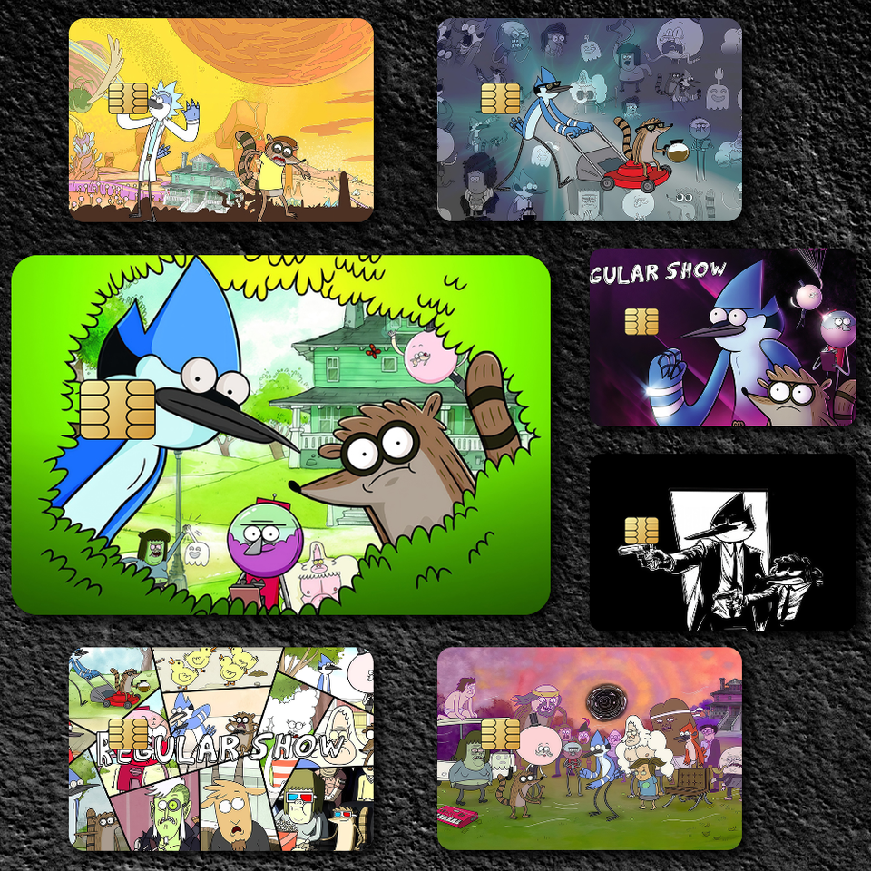 Cartoon R-Regular Show K Film Skin Cover Credit Card Stickers 4PCS Debit Front Decoration Bank Bus Pass Waterproof