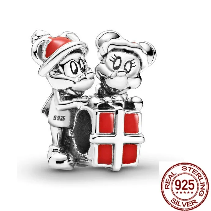 Perles de charme Minnie Mouse pour bracelet Pandora, pendentif en argent regardé 925, cadeau de bijoux, original, Disney, nouveau