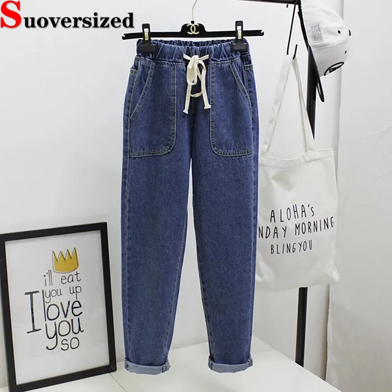 

Baggy High Waist Ankle-length Harem Jeans Women Vintage Vaqueros Fashion Streetwear Pantalones Korean Casual Straight Trousers