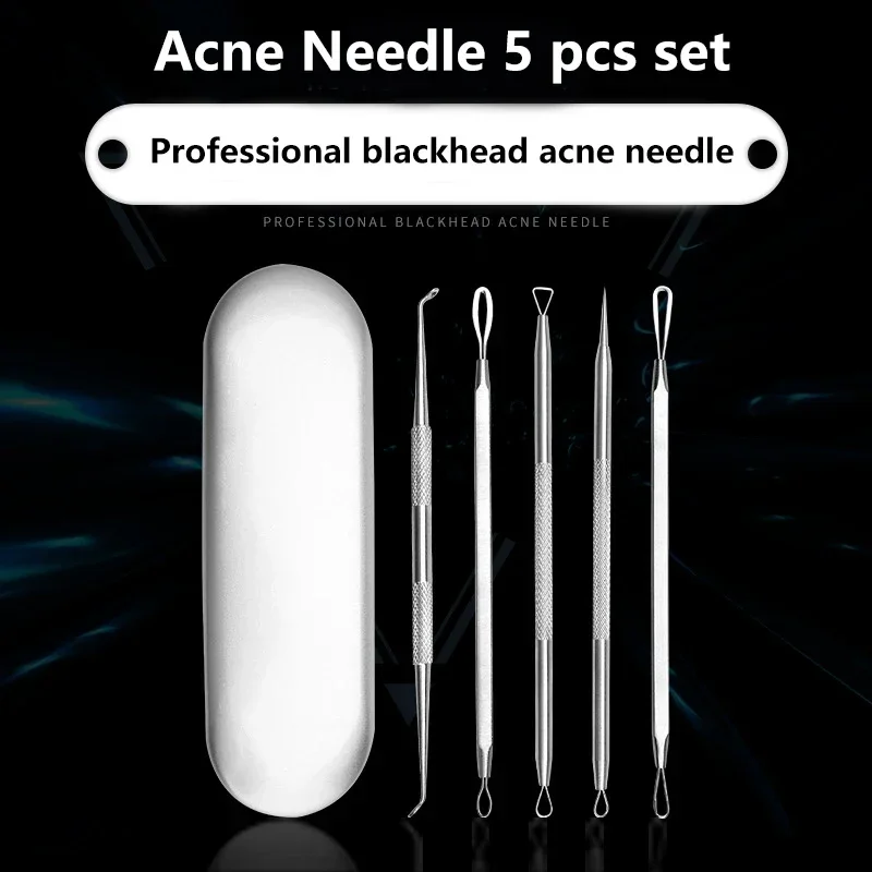 5PCS Pimple Popper Tool Acne Needles Blackhead Removal Kit Clean Pores Deep Facial Care Remove Acne Blackhead Skin Care Tools