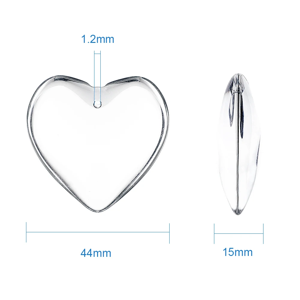 50pcs Clear Glass Big Heart Pendants for Valentine Gifts Ideas  jewelry making DIY Necklace Crafts Decor,41x42x14mm, Hole: 2mm 5