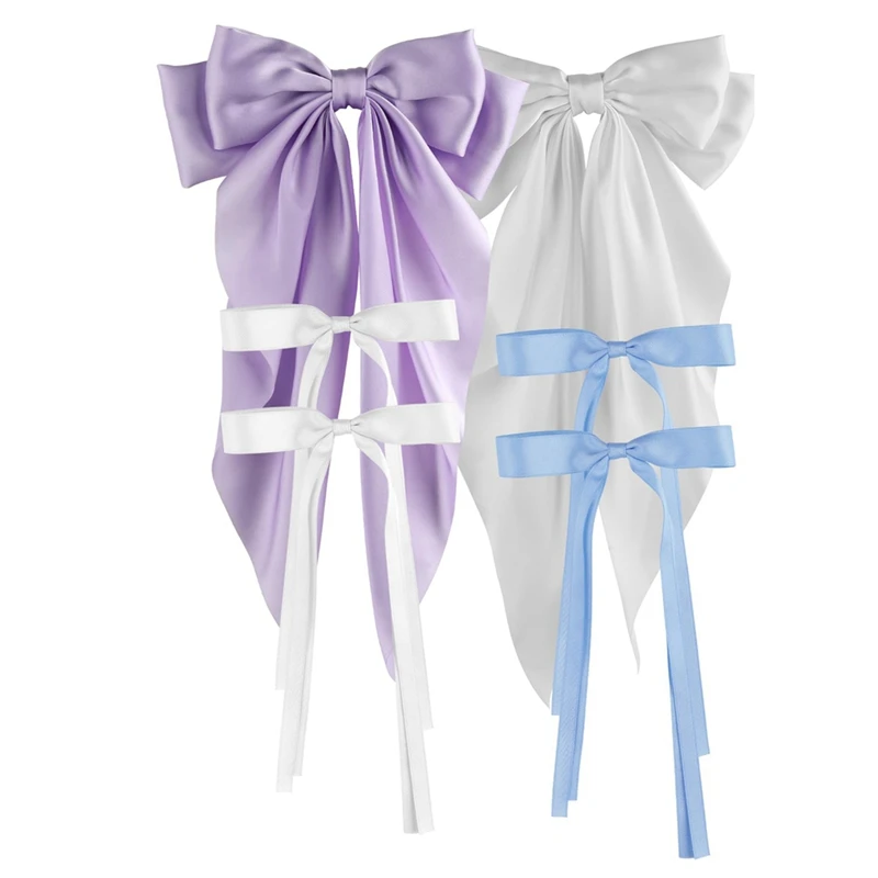 

Заколка для волос с длинным хвостом Женская, 6 шт., 4 маленьких + 2 больших размера, с бантом