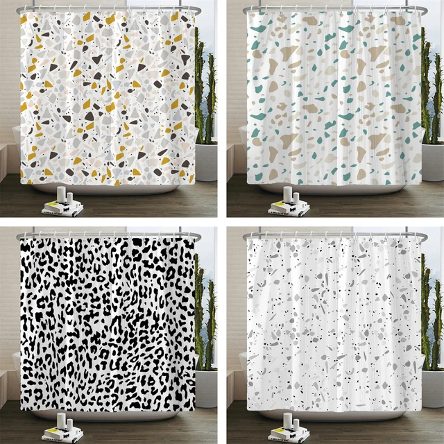Cortina de ducha de mosaico Simple y moderna, cortinas de baño impermeables  con 12 ganchos para decoración del hogar, pantalla de tela de poliéster -  AliExpress