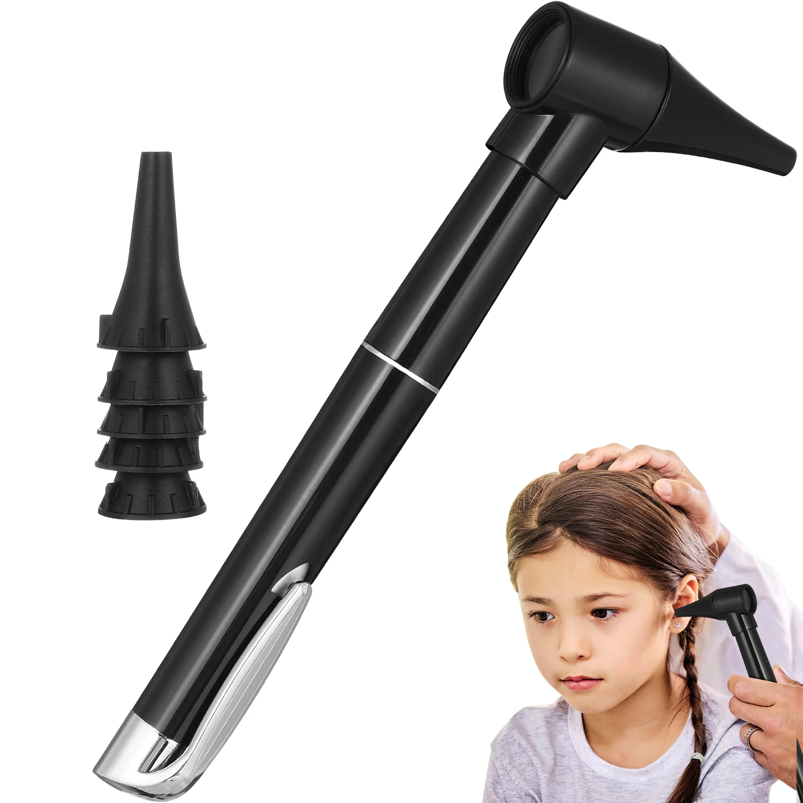 

Otoscope Light Ear Scope Otoscope 5 Otoscope Covers Diagnostic Ear Care Tool Nurse Adults Pets Pocket Size Without Battery Black