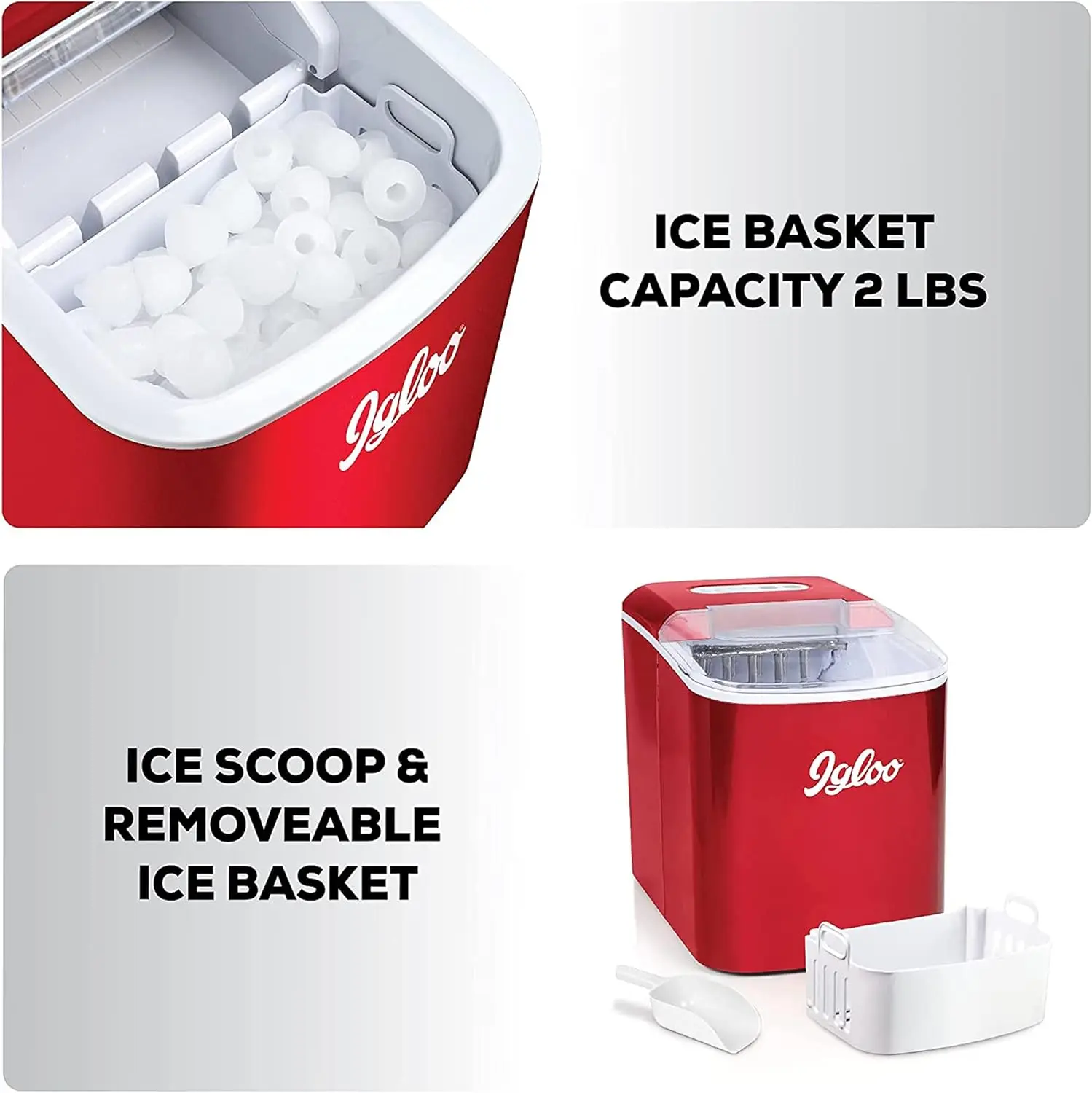 26-lb Automatic Electric Countertop Ice Maker-9 Cubes in 7 Mins, With Scoop and Basket