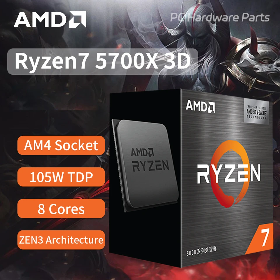 NEW AMD Ryzen 7 5700X3D CPU With Box R7 5700X3D 3.0 GHz 8 Core 16