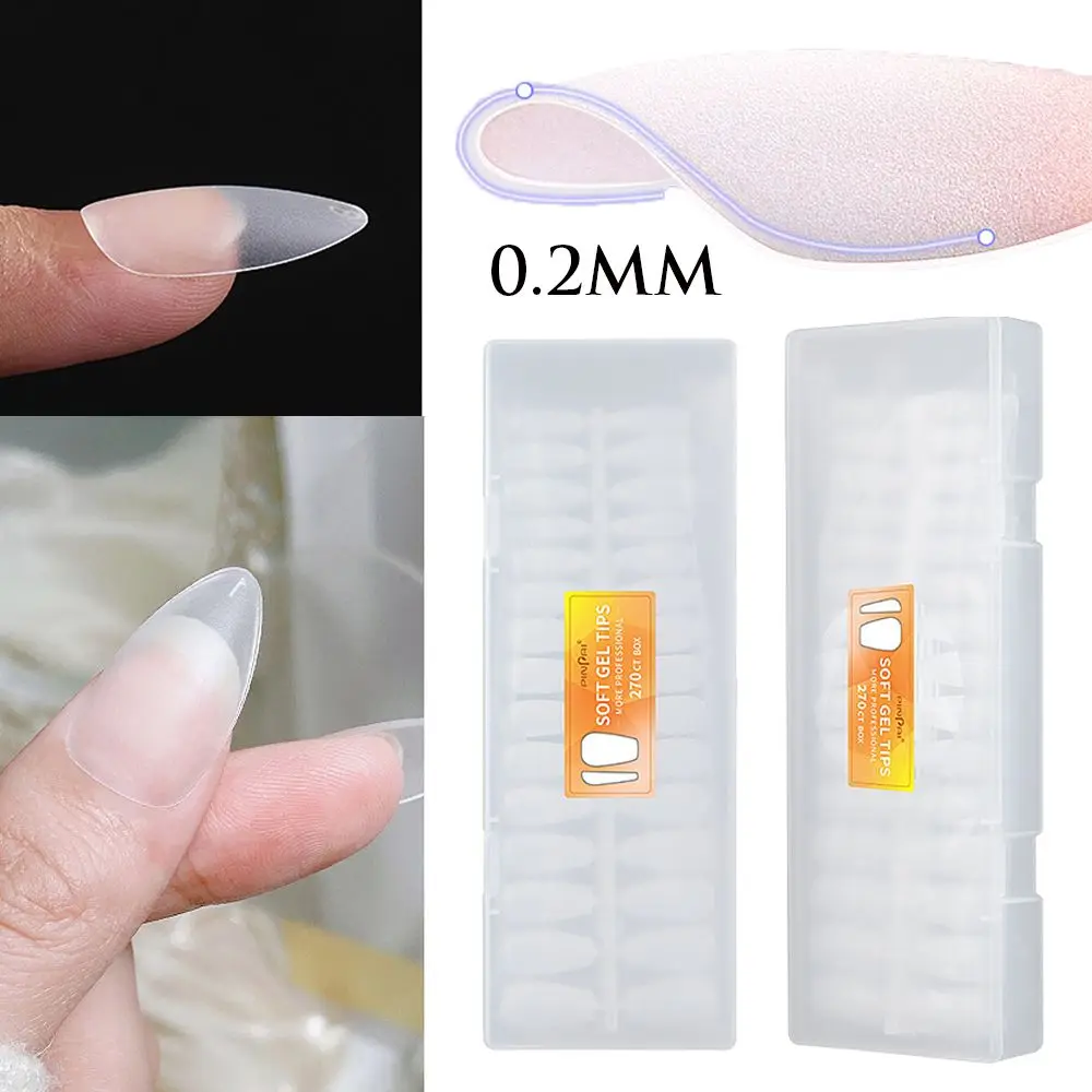 

270pcs Dtachable Capsule Design Semi Matte Full Cover Ballet Almond Tips False Nails Ultra Thin Coffin No Trace