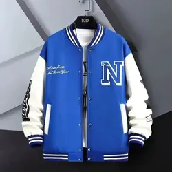 Trendy Baseball Jacket For Men Casual Loose Fit High School Student Hip Hop Style Couples Coat Spring Autumn Season