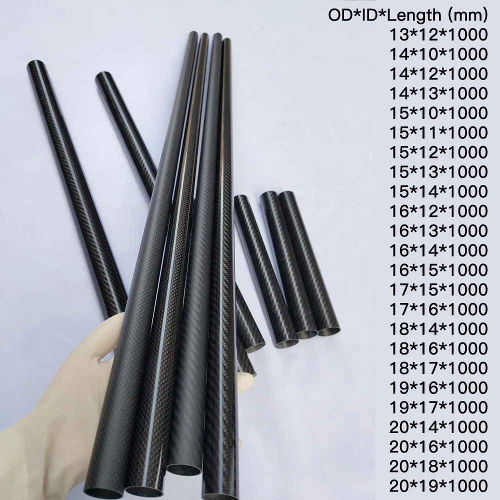 CARBON TIME 1pcs 1000mm Length 3k Full Carbon Fiber Tube OD13 14 15 16