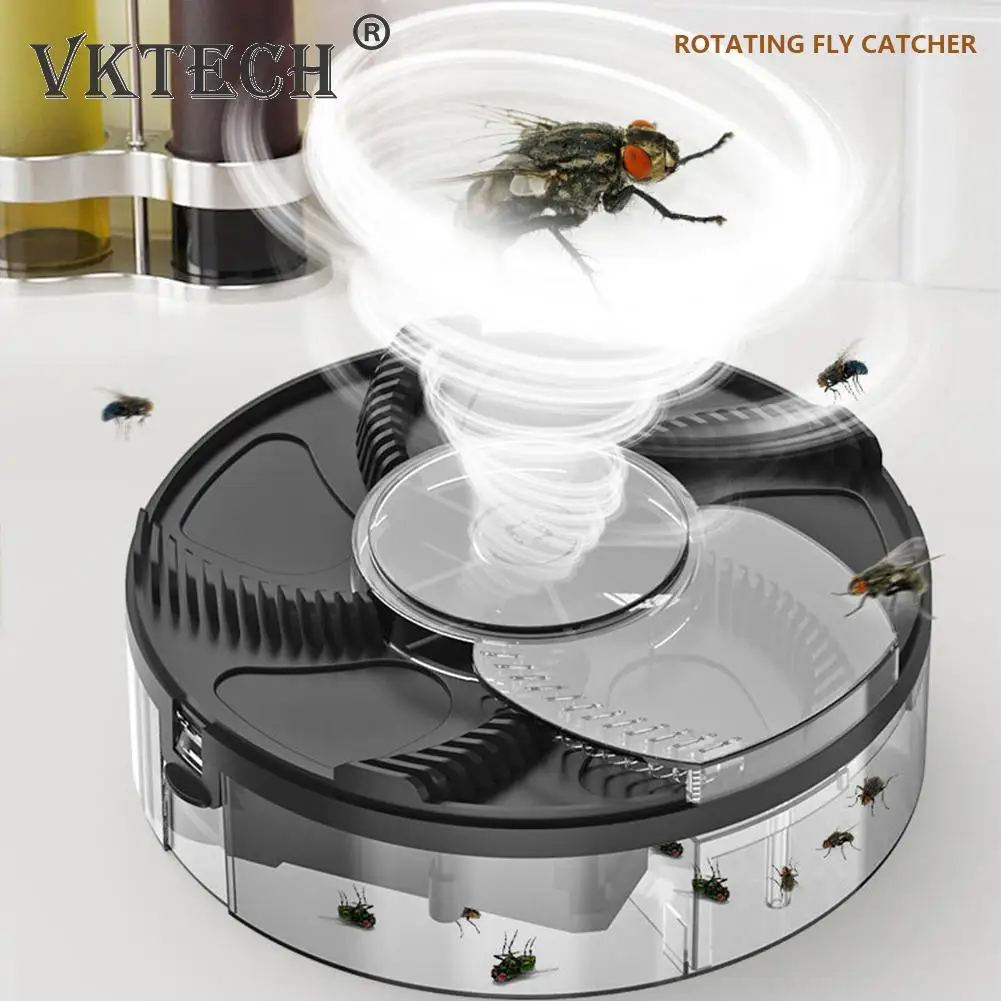 Fly Trap Insect Traps Insect Catcher Automatic Rotation Flies Traps Electric Flycatcher Killing Machine Charing Household Kitchens Restaurants Bait Removable Trap