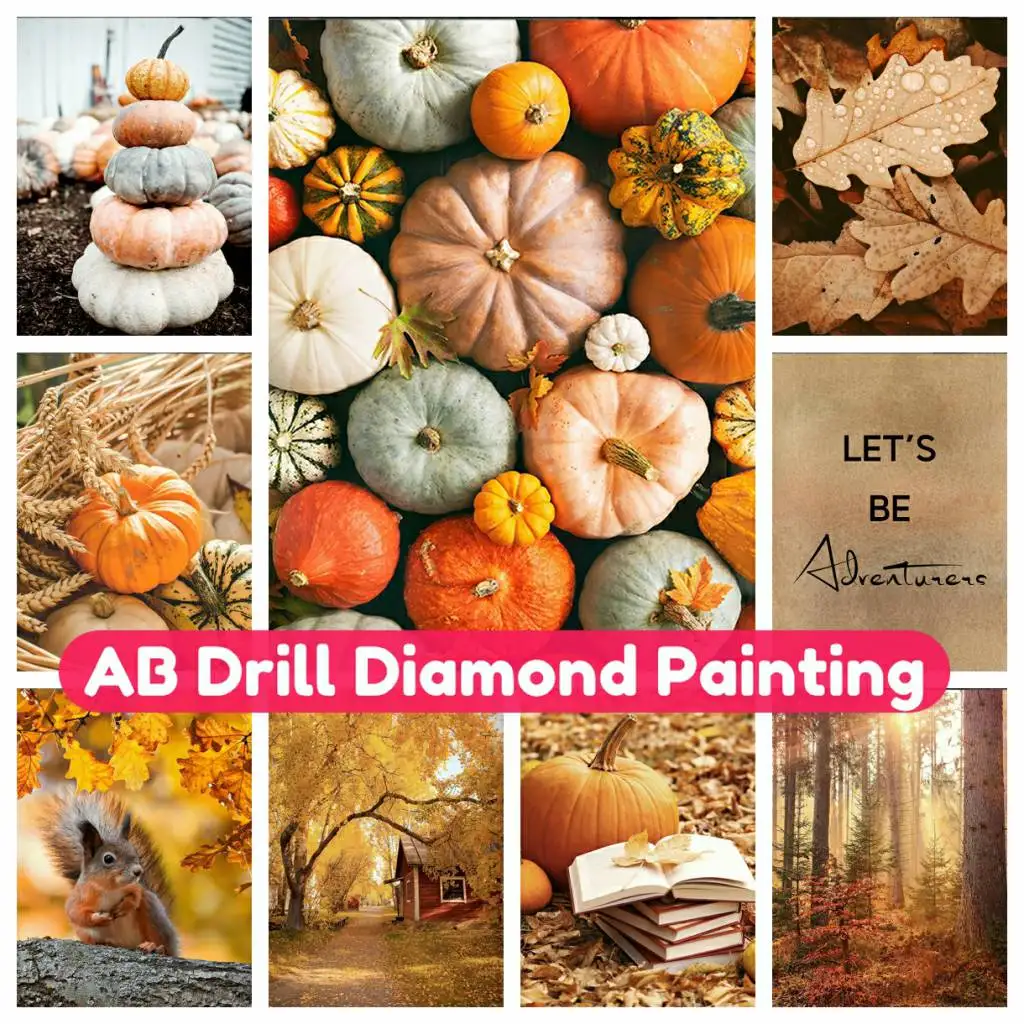 

Autumn Pumpkin Forest accessories DIY kit 5D AB Diamond Painting Mosaic art Leaves Landscape Rhinestones