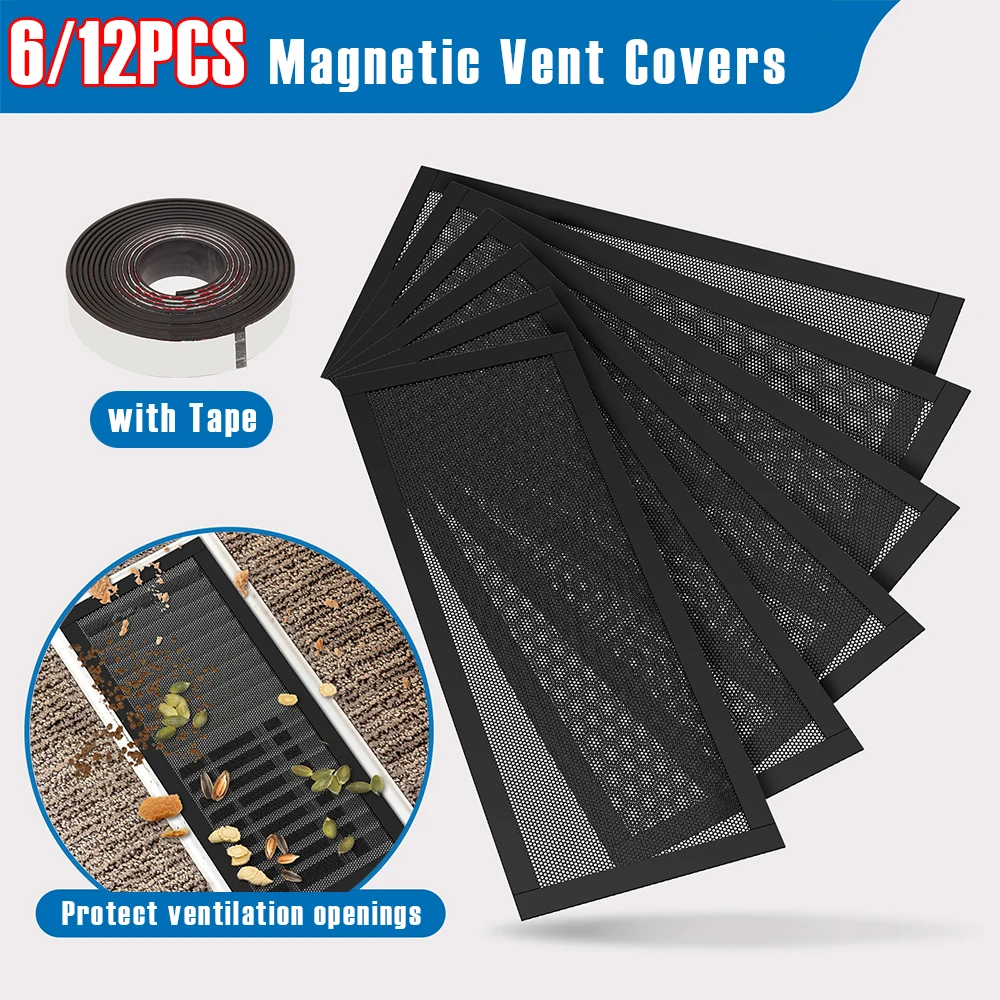 6/12Pcs 4x10 In Magnetic Vent Covers with Tape PVC Wall Floor Air