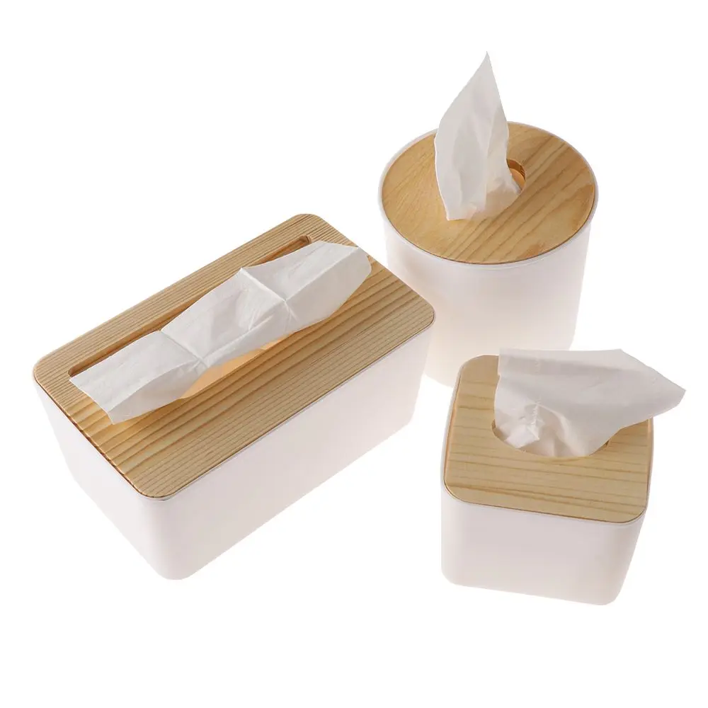 Home Kitchen Wooden Plastic Tissue Box Solid Wood Napkin Holder Case Simple Stylish Bamboo cover Hotel storage box 3