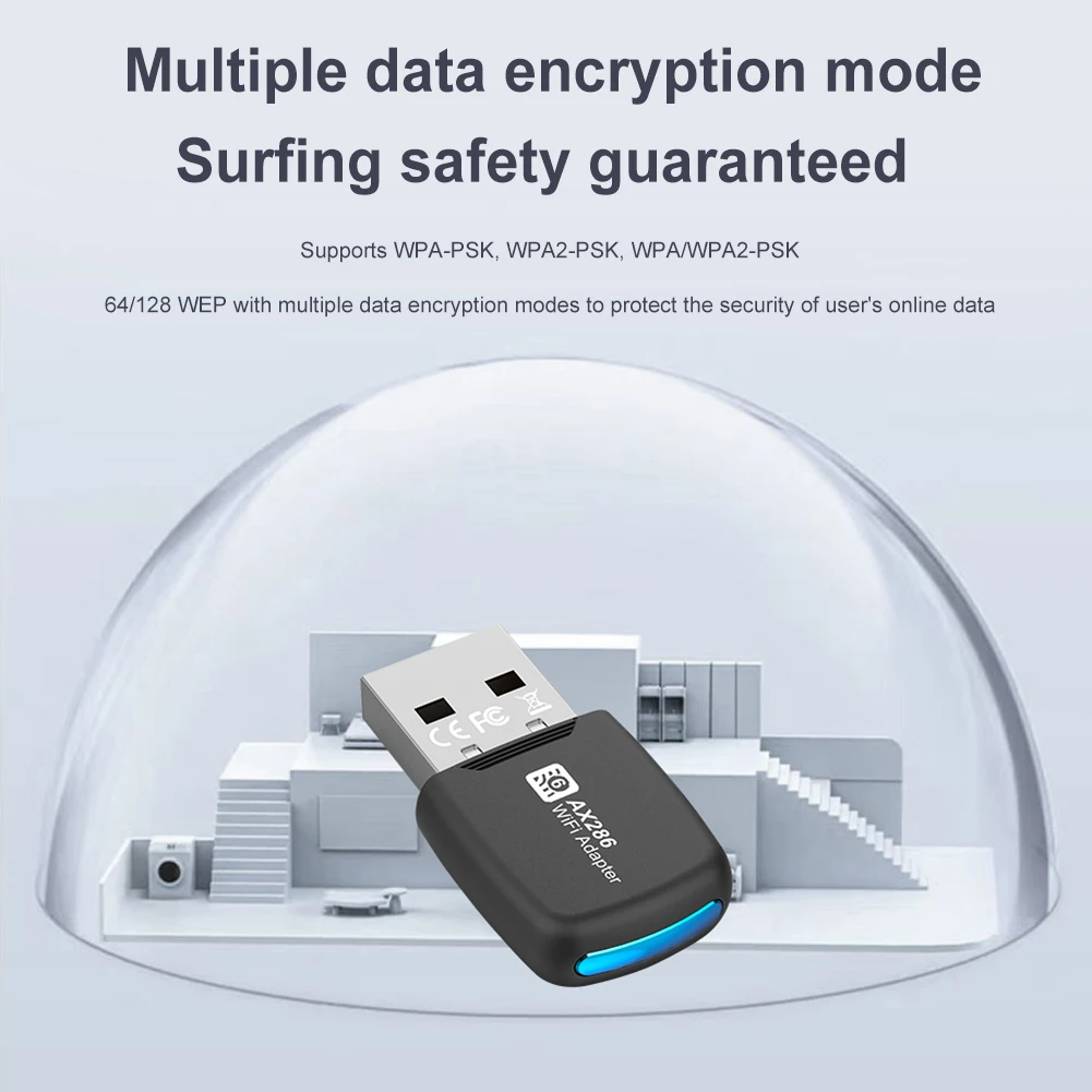 와이파이 6 USB 동글 무선 네트워크 리시버 드라이버, 무료 와이파이 랜 어댑터, PC 노트북 윈도우 7 10/11, 2.4GHz, 286.8Mbps