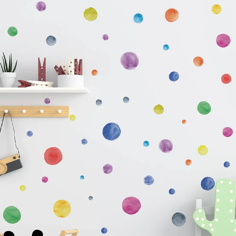 Colorful dot stickers kid's room kindergarten DIY decoration self adhesive wall decal - 3