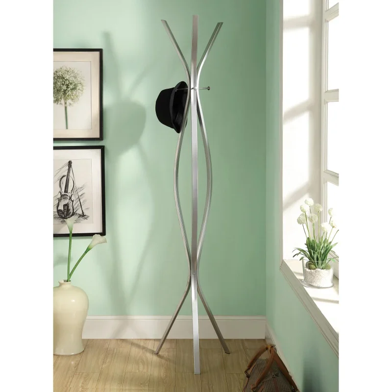 

Coat Rack, Hall Tree, Free Standing, 3 Hooks, Entryway, 72"H, Bedroom, Metal, Black, Contemporary, Modern