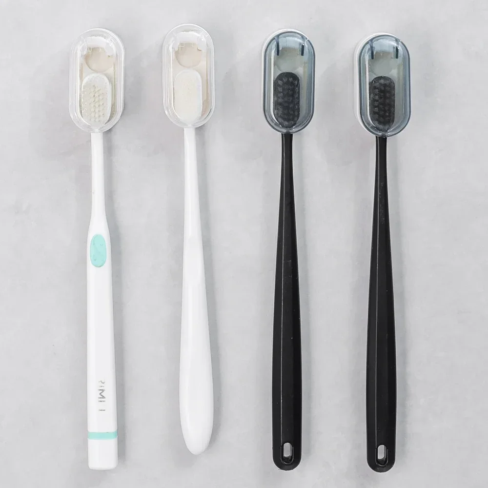 1/6pcs Punch-free Toothbrush Holders Wall-Mounted Self Adhesive Toothbrush Racks Dust-free Space Saving Bathroom Organizer Boxes