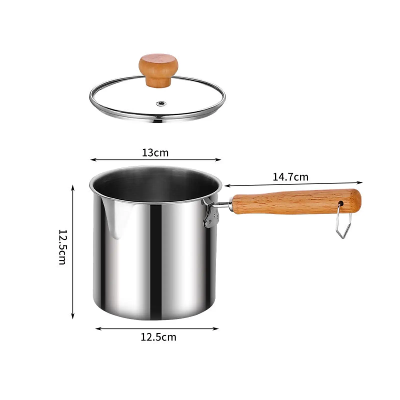 Deep Fry Pot with Wooden Handle Small Cookware Cooking Kitchen Frying Pan for Camping Home Party Kitchen Dried