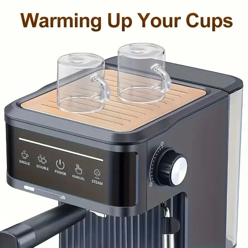 20 Bar Espresso machine Semi-Automatic coffee maker machine with 1.8L Water Tank for Espresso Latte Macchiato Cappuccino Black - Image 4