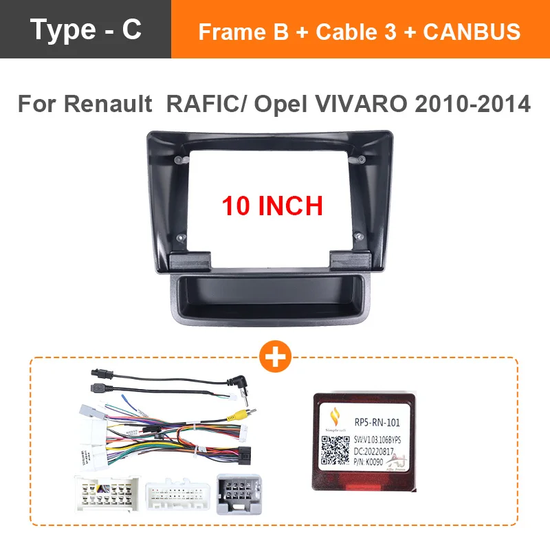Kit Installation ISO Antenne Kit Montage Autoradio 10.1" Pour Nissan Primastar/Opel Vivaro/Renault Trafic 2011-2015 Kit Autoradio