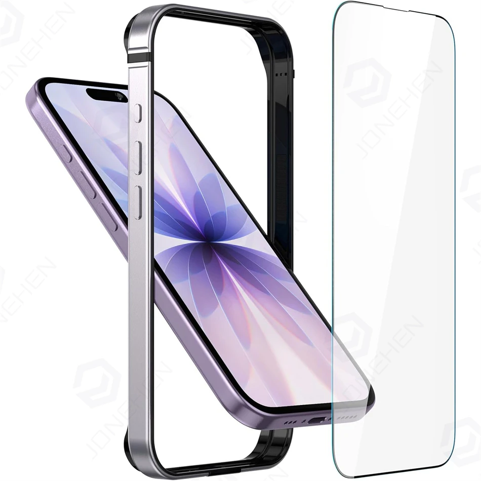 Enhanced Hybrid Silicone and Aluminum Protective Phone Case with HD Screen Protector