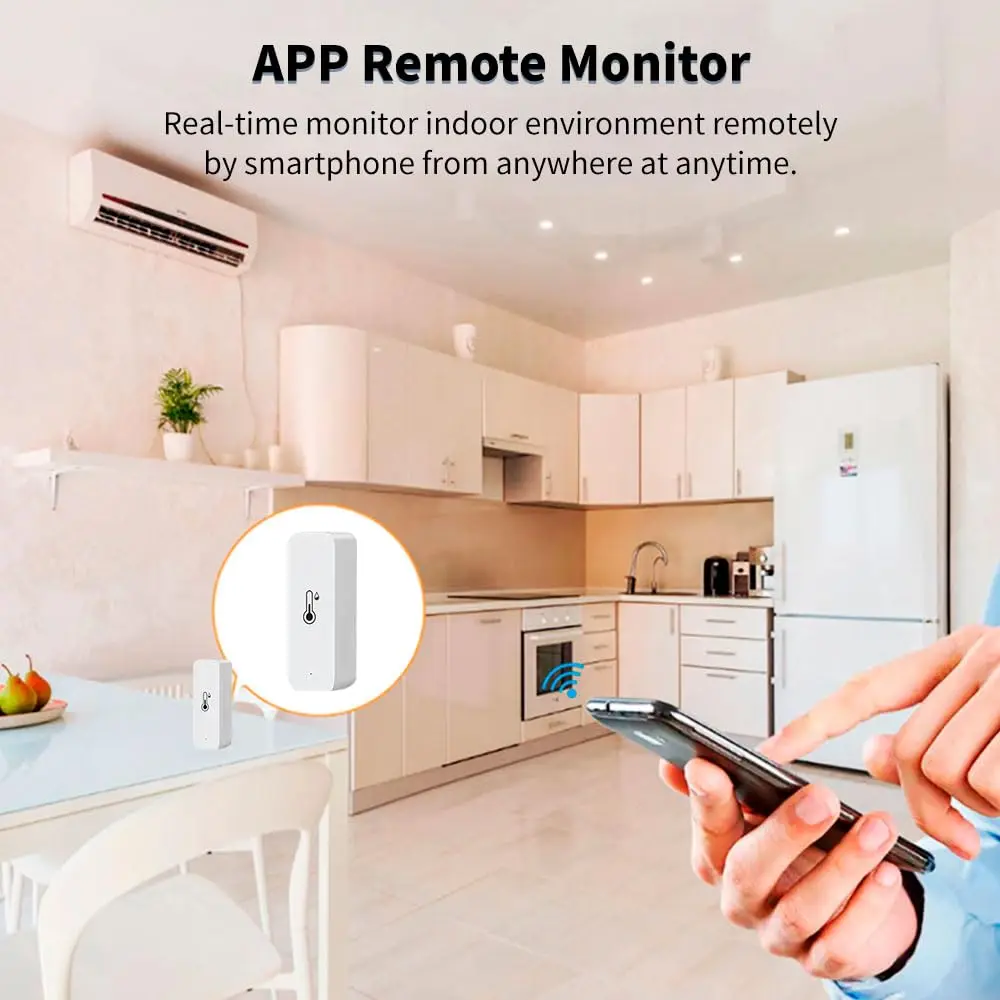 1-2PCs Tuya Smart Home Zigbee 3.0 Wireless Temperature Humidity Sensor APP Remote Monitor&Remote Control with Alexa Google Home