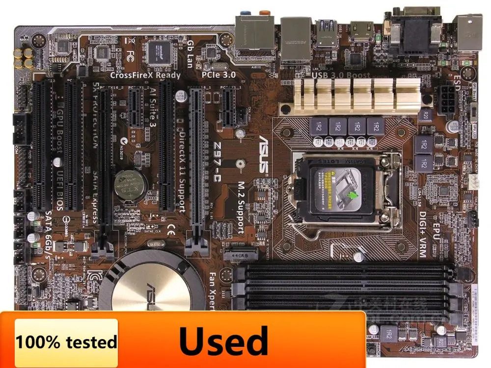 

Б/у настольная Материнская плата Asus Z97-C Z97 LGA 1150 i7 i5 i3 DDR3 32G SATA3 ATX