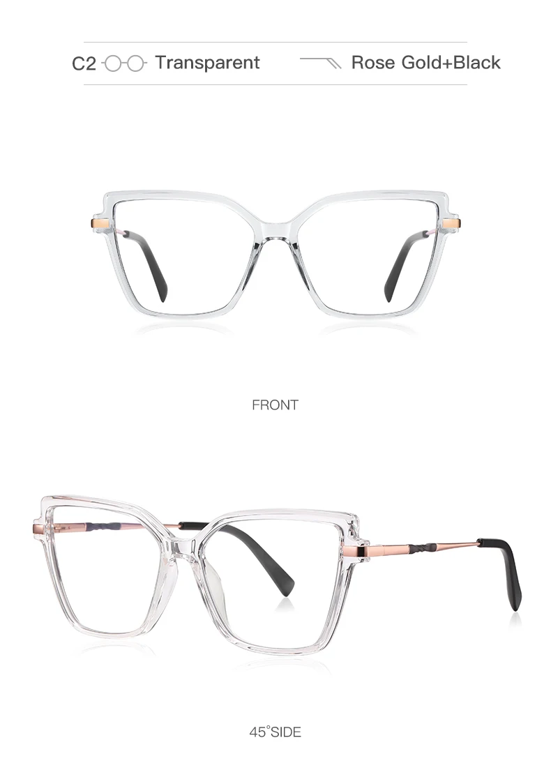 VICKY Simple Design Fashionable Large Frame Anti-Blue Light Glasses Women's Reading Glasses Customizable Prescription PFD2208