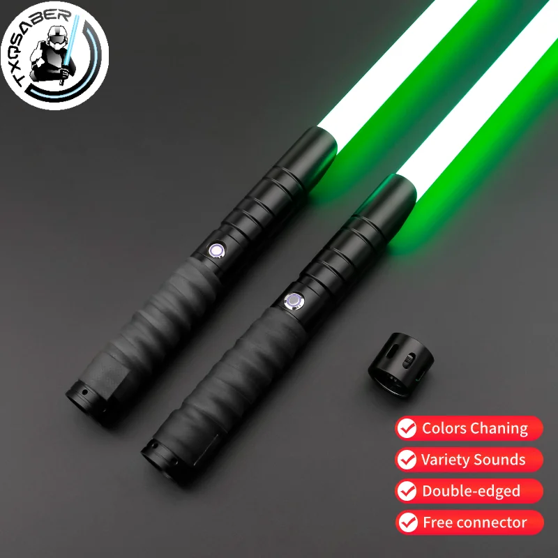 Txqsaber Double Heavy Dueling Lightsaber Smooth Swing Laser Sword Metal Hilt Con Cinturino Blaster Force Jedi Training Cosplay Kids