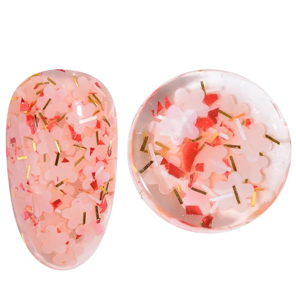 KODIES GEL Flower Glitter Top Coat No Wipe Gel Nail Polish 2 IN 1 Clear Pink Topcoat Long Lasting Strong Manicure Gel Varnishes 5