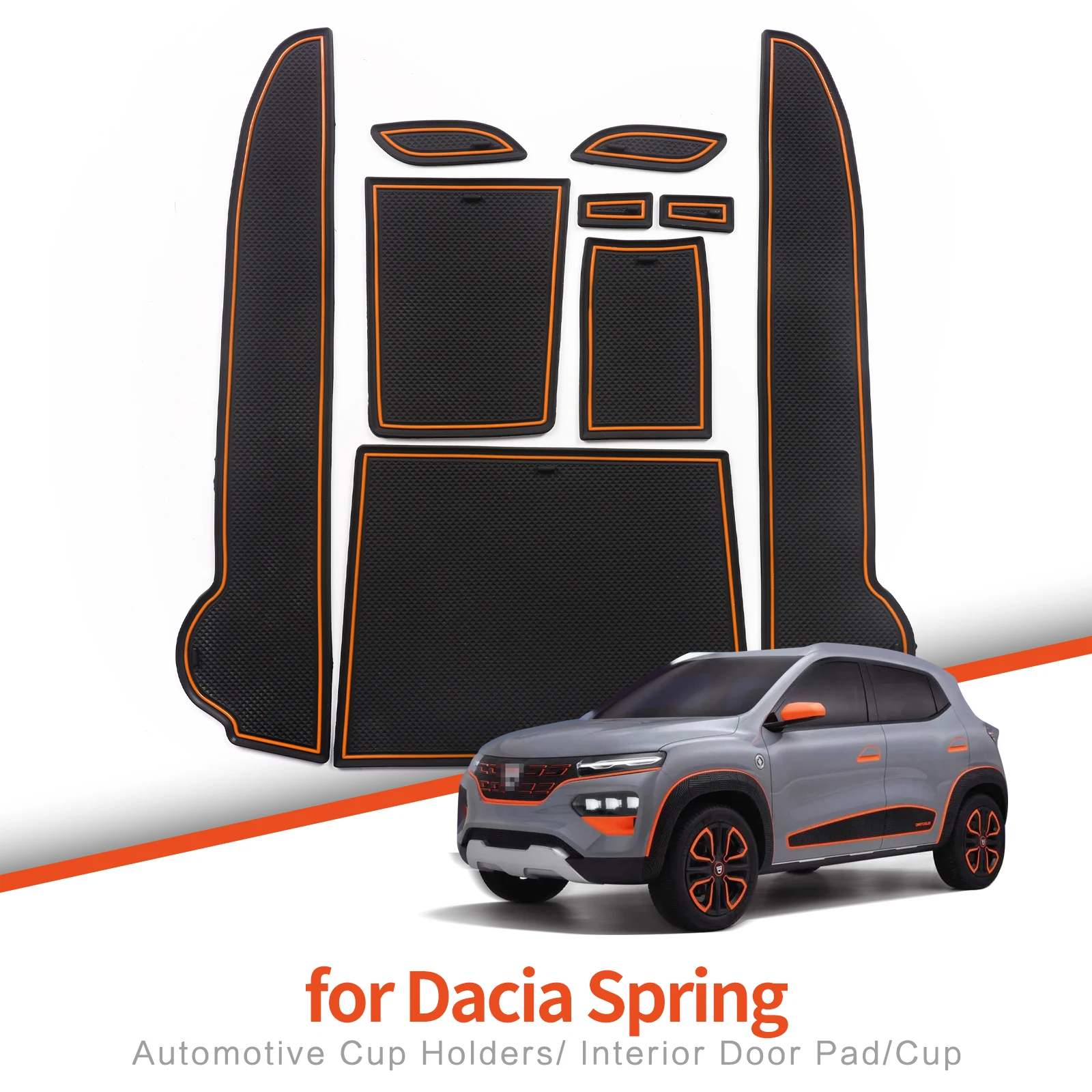 

ZUNDUO Противоскользящий коврик для ворот и чашек для Dacia Spring 2021-2023 для Renault Kwid E-Tech, противоскользящий дверной коврик, аксессуары для интерьера автомобиля