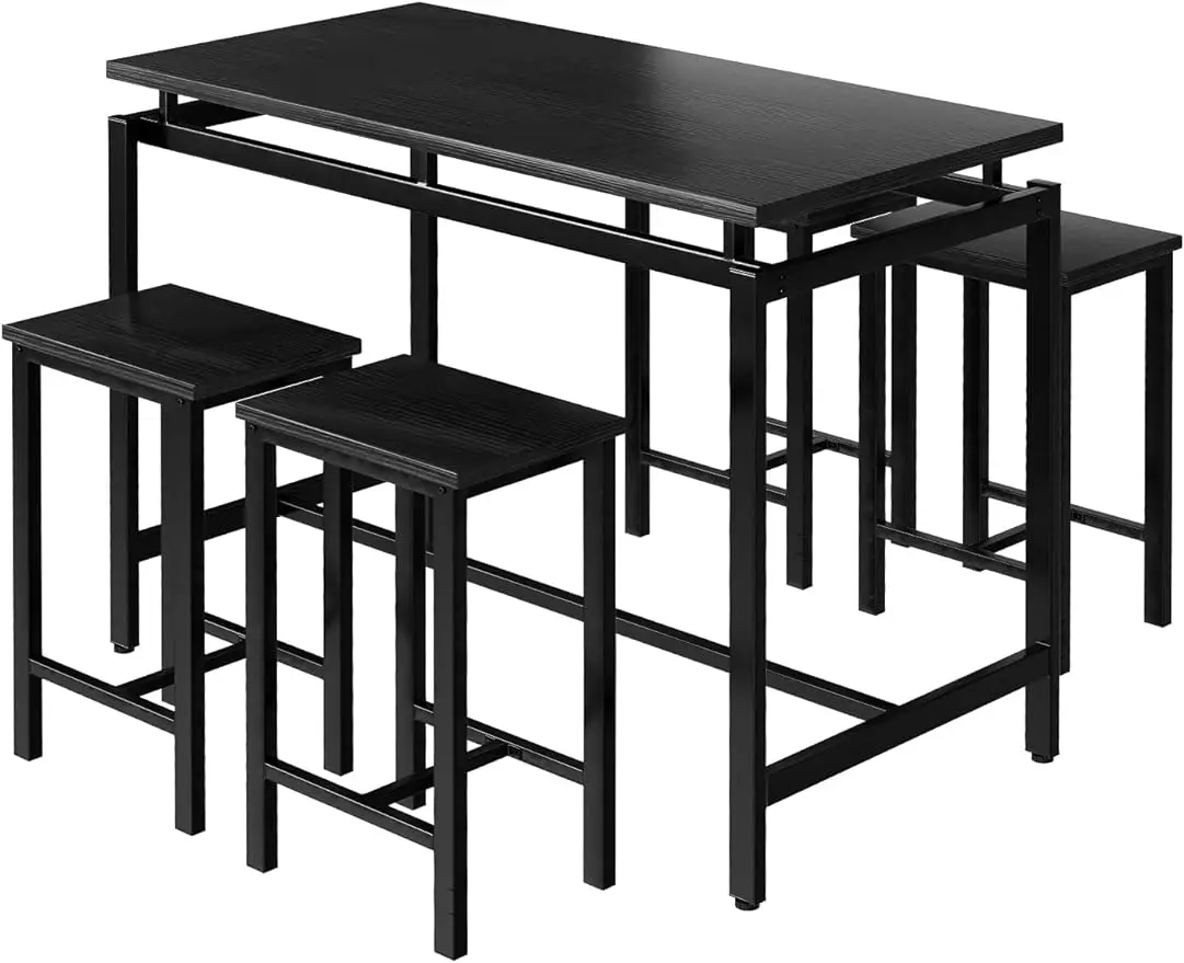 

Dining Table Set for 4,5pcs Bar Table Set w/ Metal Legs Counter Height for Kitchen,Sturdy & Stable,Space Saving,Multiple Colors