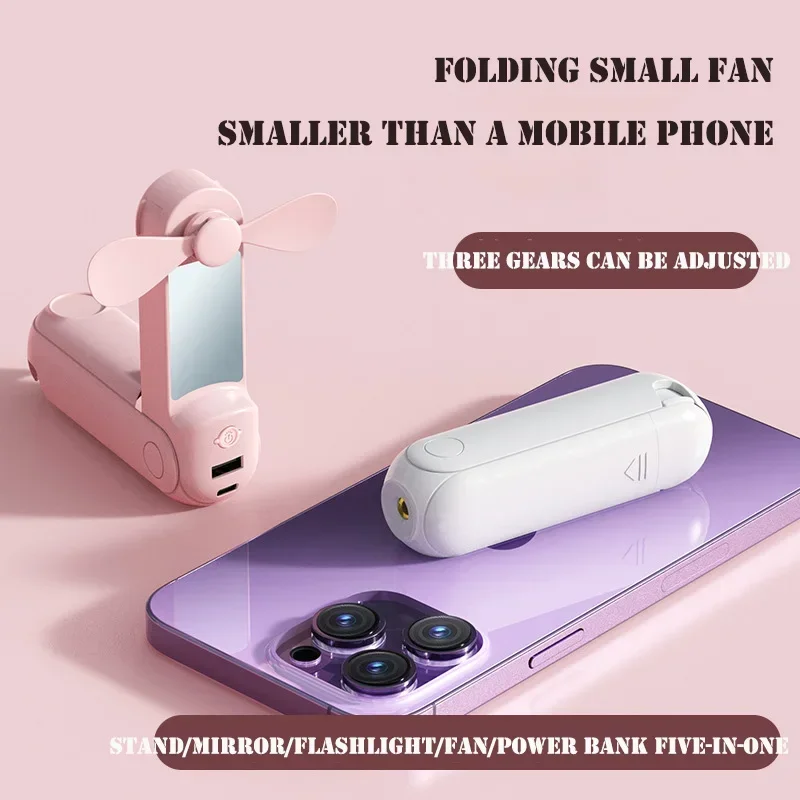 New Handheld Electric Fan USB Desktop Fan with LED Light Portable Mini Small Fan Mobile Phone Charging Bank Phone Stand Students 4 Sf8afa96c229e4e1b890b3e7c0721b333d