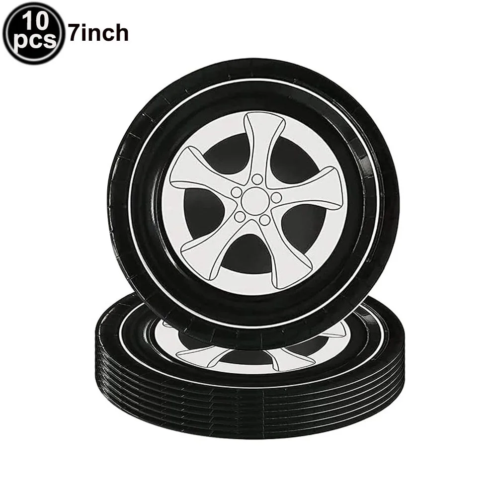 wheel Checkered flag Racing Car Party tableware paper Plates cups Race Car Tablecloth balloon boys Racing theme Party decoration