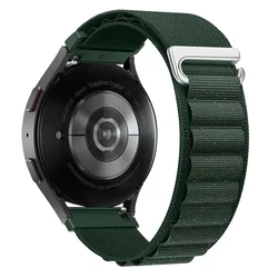 Versatile Nylon Loop Strap - Premium 20mm/22mm Adjustable Wristband for width 20mm (Army-green shiny)