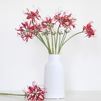 Artificial Red Spider Lilies Silk Flowers with Long Stem Home Decoration Paramita Lycoris Radiata Mandala Manjusaka Silk Flower