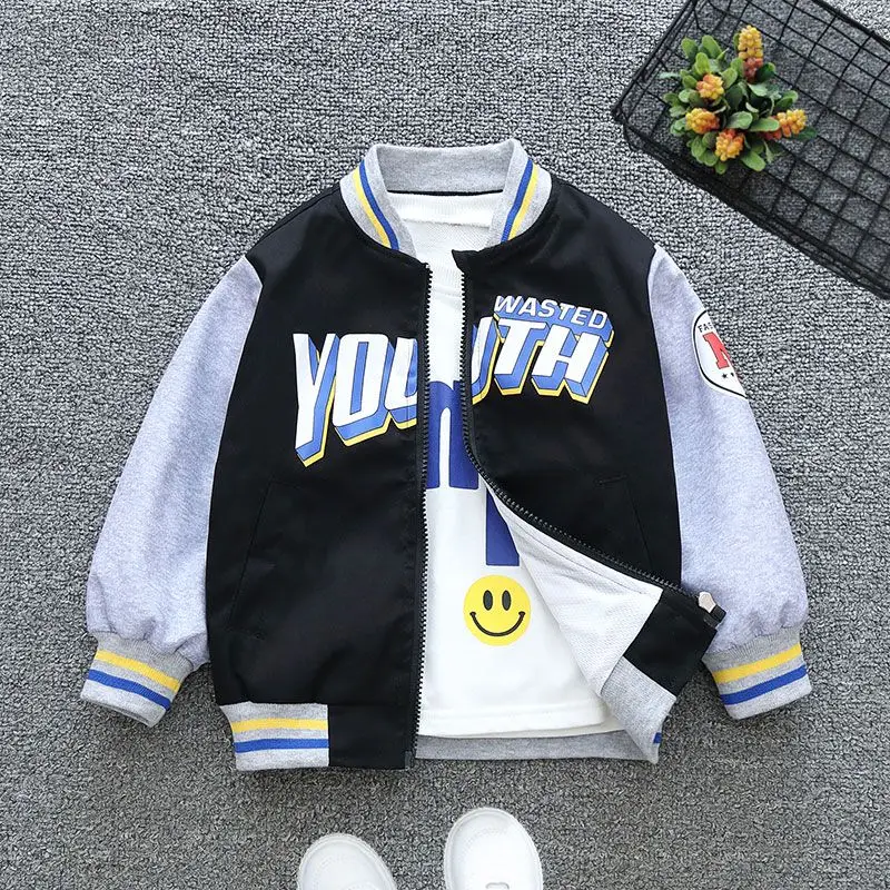 Letter Hooded Jackets Girls Boys Spring Autumn Sports Coats 2-12 Years Children Cartoon Outerwear Kids Casual Clothes