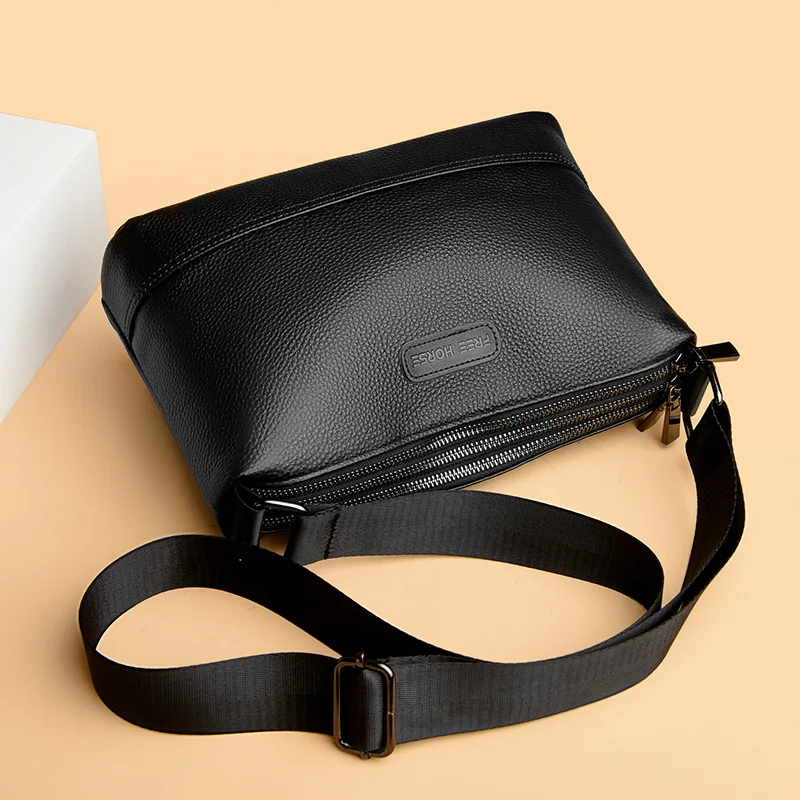 2025 New Style Men's Crossbody Bag First Layer Cowhide Large Capacity Single Shoulder Bag with Three Main Compartments