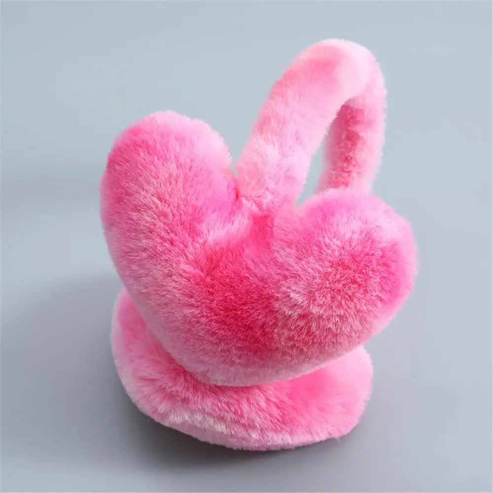 Plush Rainbow Heart Shaped Earmuffs for Women Winter