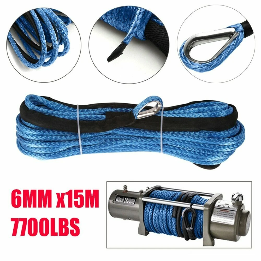 

15m 7700LBs Winch Rope String Line Cable with Sheath Synthetic Towing Rope Car Wash Maintenance String for ATV UTV Off-Road